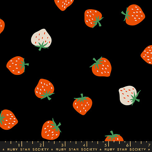 Strawberry - Strawberry Toss in Black RS 3085 22 - Ruby Star Society Sold by the Half Yard